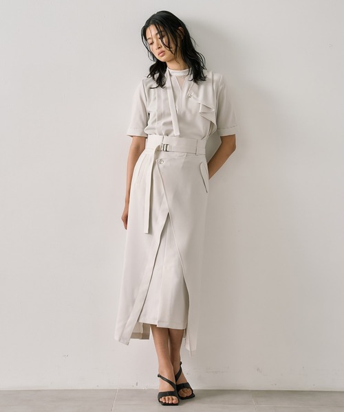 UNITED TOKYO(ユナイテッドトウキョウ)の「【再入荷なし!】ACETATEラップスカート|細見え/ウォッシャブル/セットアップ/防シワ/ストレッチ/吸湿性/オフィスカジュアル/秋服(スカート・レディース・アイボリー/ブラック/グレー・1/2)」の7枚目の写真