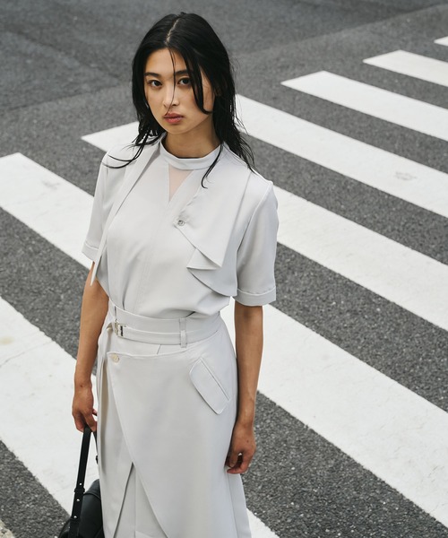 UNITED TOKYO(ユナイテッドトウキョウ)の「【再入荷なし!】ACETATEラップスカート|細見え/ウォッシャブル/セットアップ/防シワ/ストレッチ/吸湿性/オフィスカジュアル/秋服(スカート・レディース・アイボリー/ブラック/グレー・1/2)」の6枚目の写真