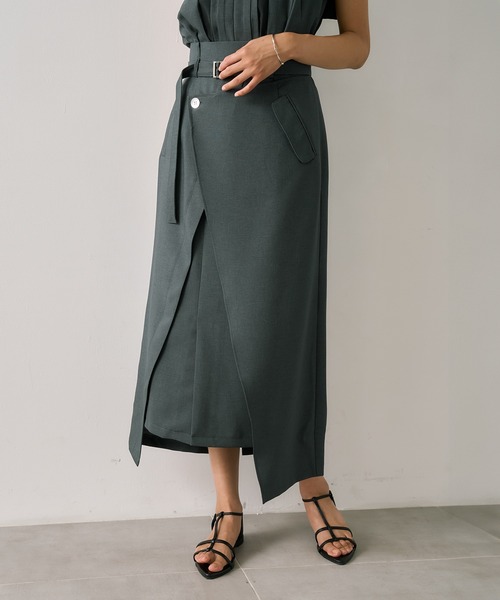 UNITED TOKYO(ユナイテッドトウキョウ)の「【再入荷なし!】ACETATEラップスカート|細見え/ウォッシャブル/セットアップ/防シワ/ストレッチ/吸湿性/オフィスカジュアル/秋服(スカート・レディース・アイボリー/ブラック/グレー・1/2)」の17枚目の写真