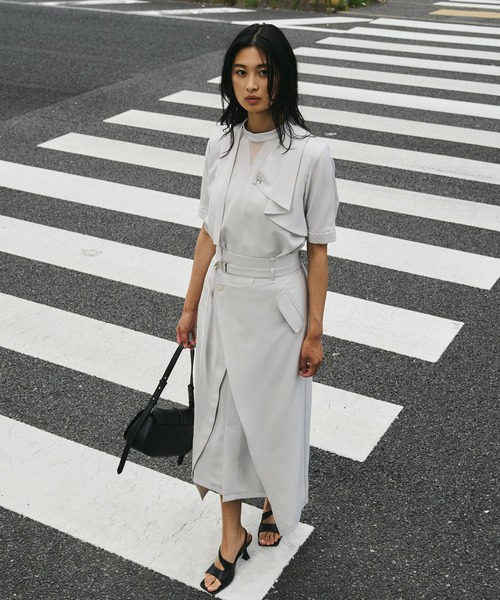 UNITED TOKYO(ユナイテッドトウキョウ)の「【再入荷なし!】ACETATEラップスカート|細見え/ウォッシャブル/セットアップ/防シワ/ストレッチ/吸湿性/オフィスカジュアル/秋服(スカート・レディース・アイボリー/ブラック/グレー・1/2)」の5枚目の写真