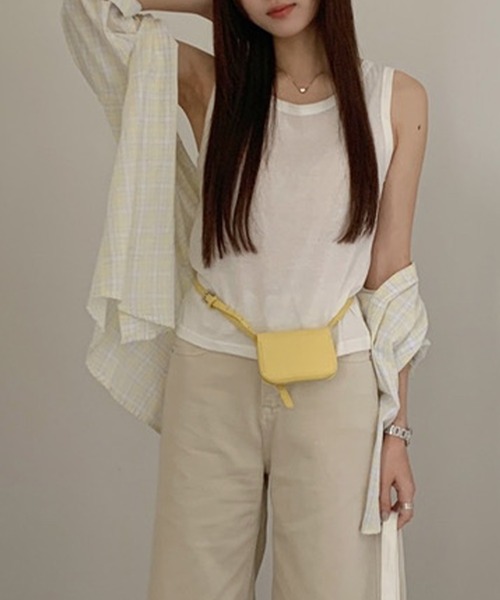 Lace Ladies(レースレディース)の「レギュラーカラー チェック柄 ポケット付き ロールアップ シャツ(シャツ/ブラウス・レディース・イエロー/ミント/ラベンダー・FREE)」の8枚目の写真