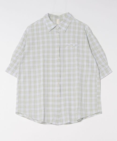 Lace Ladies(レースレディース)の「レギュラーカラー チェック柄 ポケット付き ロールアップ シャツ(シャツ/ブラウス・レディース・イエロー/ミント/ラベンダー・FREE)」の10枚目の写真
