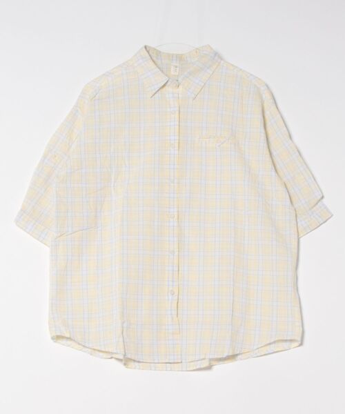 Lace Ladies(レースレディース)の「レギュラーカラー チェック柄 ポケット付き ロールアップ シャツ(シャツ/ブラウス・レディース・イエロー/ミント/ラベンダー・FREE)」の11枚目の写真