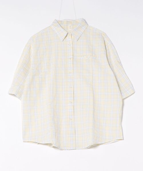 Lace Ladies(レースレディース)の「レギュラーカラー チェック柄 ポケット付き ロールアップ シャツ(シャツ/ブラウス・レディース・イエロー/ミント/ラベンダー・FREE)」の12枚目の写真