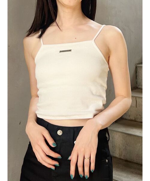 MURUA(ムルーア)の「ロゴプレートスクエアキャミ(キャミソール・レディース・ホワイト/ブラック/グレー・FREE)」の2枚目の写真