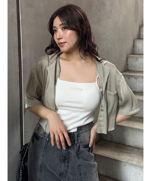 MURUA(ムルーア)の「ロゴプレートスクエアキャミ(キャミソール・レディース・ホワイト/ブラック/グレー・FREE)」の16枚目の写真