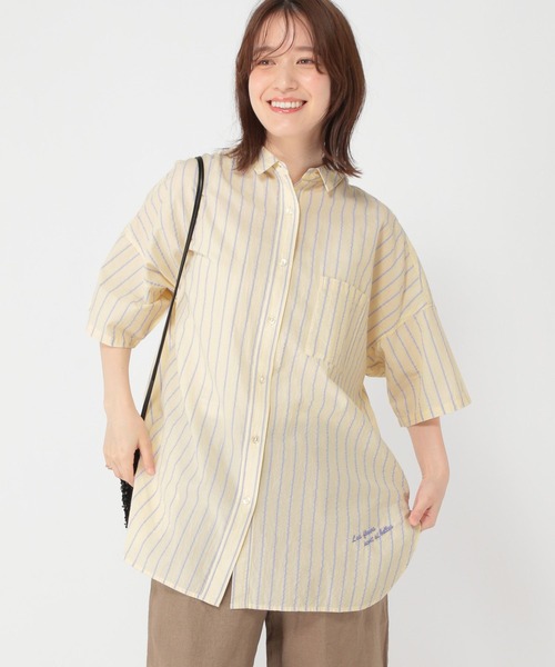 ストライプビッグシルエット半袖シャツ（シャツ/ブラウス
