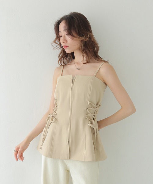 CLEIO（クレイオ）の「【CLEIO】レースアップビスチェ LACE-UP BUSTIER/980-13615（キャミソール・レディース・ブラウン/ベージュ・FREE）」の4枚目の写真