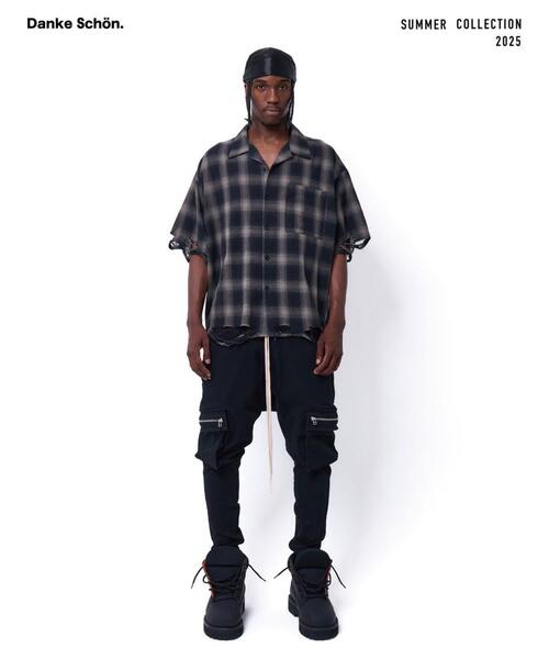 DankeSchon/ダンケシェーン/OMBRE CHECK DAMEGE S/S SHIRTS