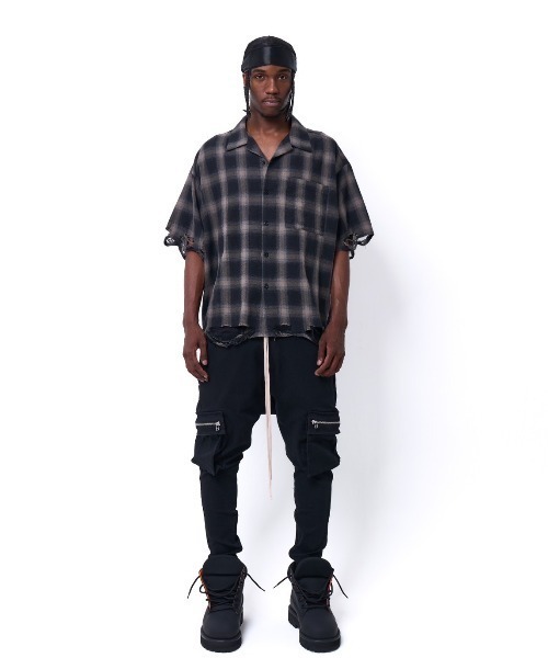 DANKE SCHON(ダンケシェーン)の「DankeSchon/ダンケシェーン/OMBRE CHECK DAMEGE S/S SHIRTS(シャツ/ブラウス・メンズ・ブラック/ブルー/レッド・M/L)」の8枚目の写真