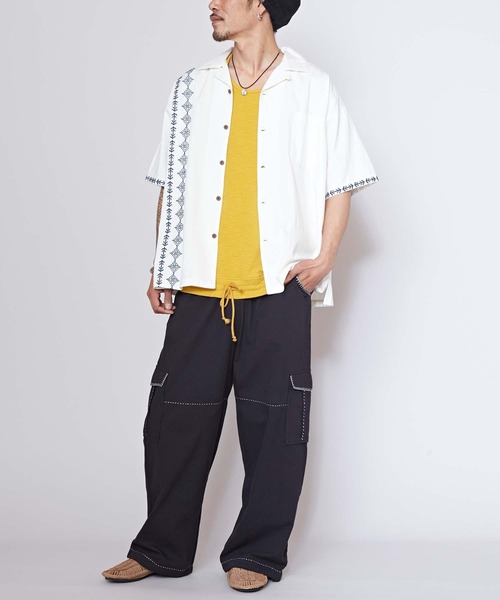 チャイハネ(チャイハネ)の「【チャイハネ】アジーンMEN'S刺繍シャツ(シャツ/ブラウス・メンズ・ホワイト/ベージュ・FREE)」の5枚目の写真