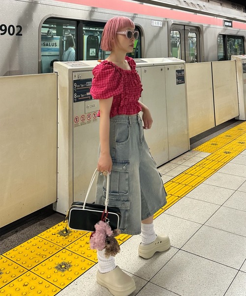 Alley Tokyo(アリートーキョー)の「ギンガムフリフリブラウス(シャツ/ブラウス・レディース・サックスブルー/イエロー/ピンク・F)」の12枚目の写真