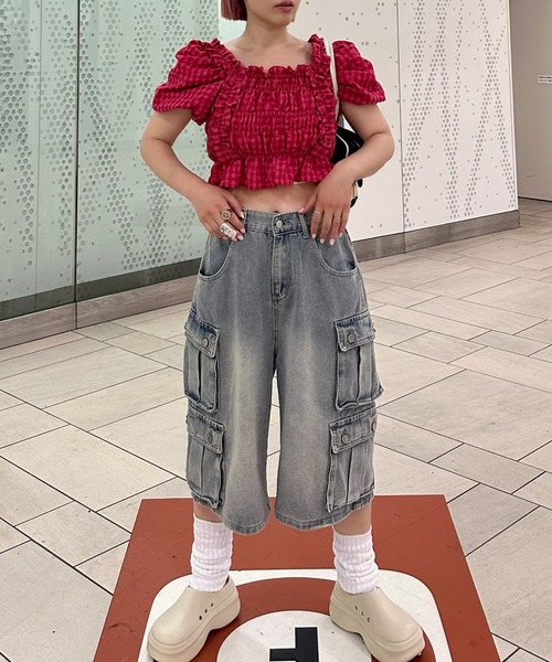 Alley Tokyo(アリートーキョー)の「ギンガムフリフリブラウス(シャツ/ブラウス・レディース・サックスブルー/イエロー/ピンク・F)」の17枚目の写真