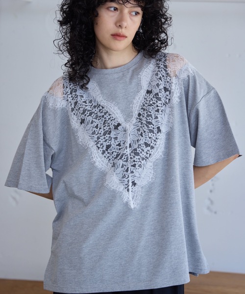 Libra Cue(リブラ キュー)の「レース切り替えカットソー(Tシャツ/カットソー・レディース・ブラック/グレー/ホワイト・FREE)」の3枚目の写真