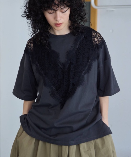 Libra Cue(リブラ キュー)の「レース切り替えカットソー(Tシャツ/カットソー・レディース・ブラック/グレー/ホワイト・FREE)」の11枚目の写真