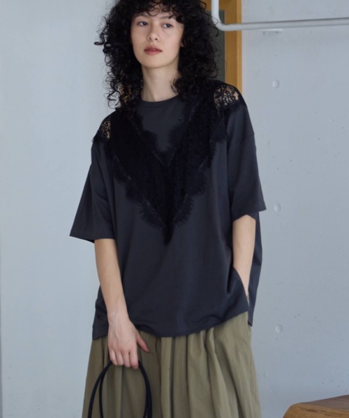 Libra Cue(リブラ キュー)の「レース切り替えカットソー(Tシャツ/カットソー・レディース・ブラック/グレー/ホワイト・FREE)」の13枚目の写真