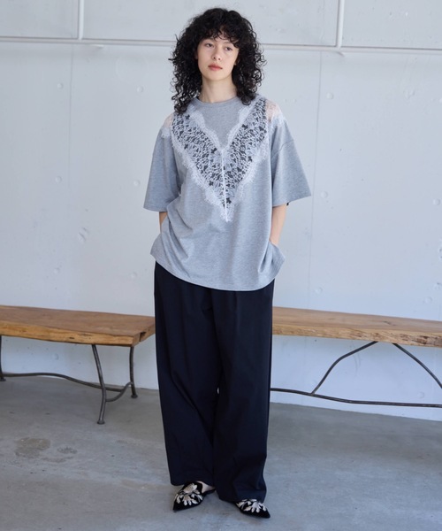 Libra Cue(リブラ キュー)の「レース切り替えカットソー(Tシャツ/カットソー・レディース・ブラック/グレー/ホワイト・FREE)」の21枚目の写真