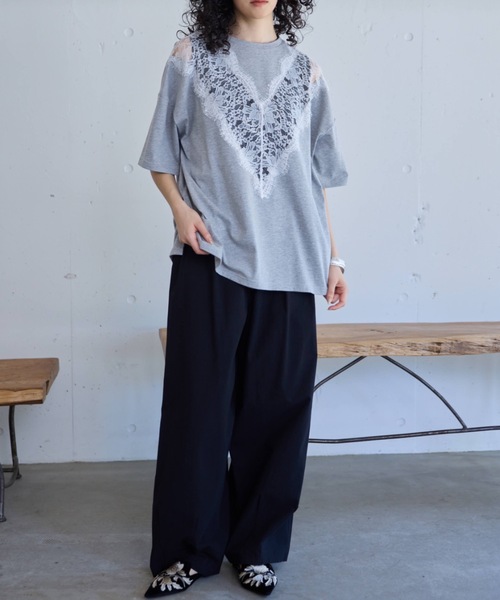 Libra Cue(リブラ キュー)の「レース切り替えカットソー(Tシャツ/カットソー・レディース・ブラック/グレー/ホワイト・FREE)」の22枚目の写真