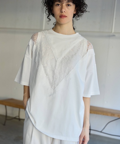 Libra Cue(リブラ キュー)の「レース切り替えカットソー(Tシャツ/カットソー・レディース・ブラック/グレー/ホワイト・FREE)」の6枚目の写真