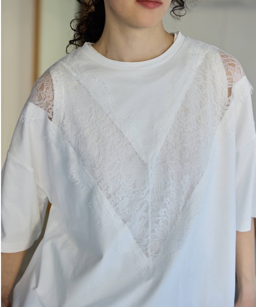 Libra Cue(リブラ キュー)の「レース切り替えカットソー(Tシャツ/カットソー・レディース・ブラック/グレー/ホワイト・FREE)」の7枚目の写真