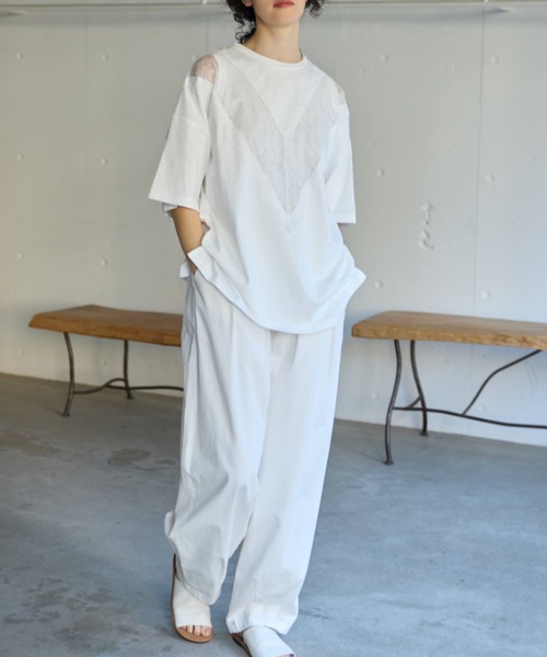 Libra Cue(リブラ キュー)の「レース切り替えカットソー(Tシャツ/カットソー・レディース・ブラック/グレー/ホワイト・FREE)」の9枚目の写真