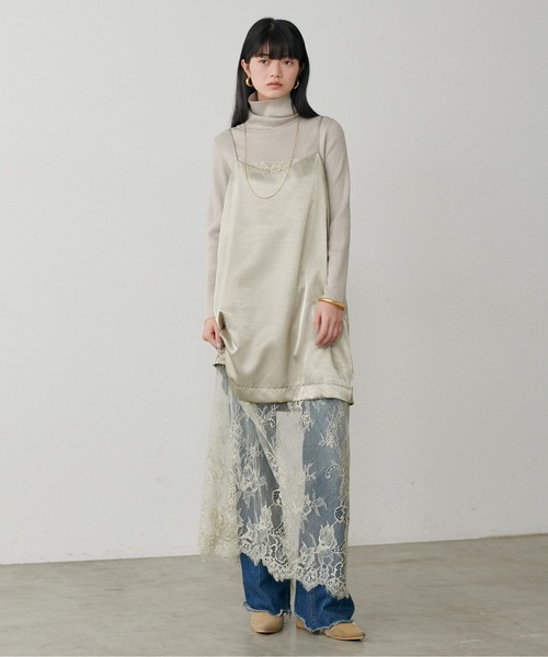 LARUTA（ラルータ）の「【LARUTA】レース切替キャミワンピース（ワンピース・レディース・アイボリー/ブラック/グレイッシュベージュ・FREE）」の3枚目の写真