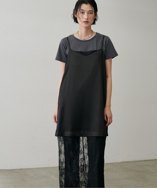 LARUTA（ラルータ）の「【LARUTA】レース切替キャミワンピース（ワンピース・レディース・アイボリー/ブラック/グレイッシュベージュ・FREE）」の2枚目の写真