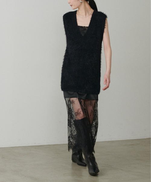 LARUTA（ラルータ）の「【LARUTA】レース切替キャミワンピース（ワンピース・レディース・アイボリー/ブラック/グレイッシュベージュ・FREE）」の10枚目の写真