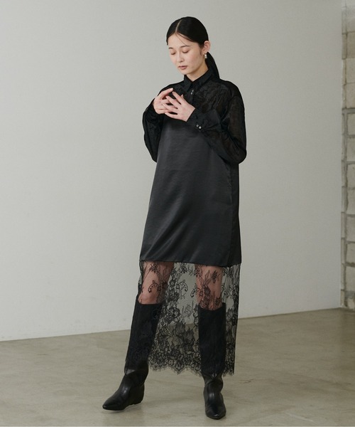 LARUTA（ラルータ）の「【LARUTA】レース切替キャミワンピース（ワンピース・レディース・アイボリー/ブラック/グレイッシュベージュ・FREE）」の12枚目の写真