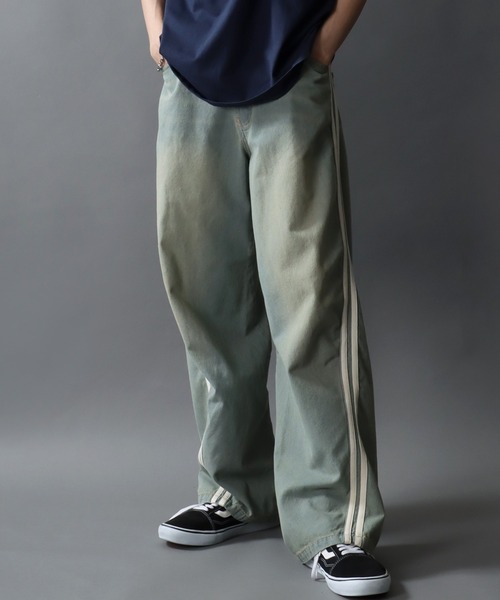 セール】Side Line Curve Silhouette Denim Pants/サイドライン