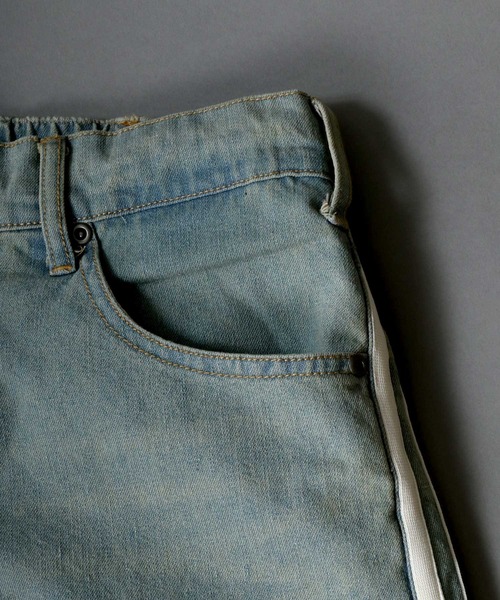 SITRY(シトリー)の「Side Line Curve Silhouette Denim Pants/サイドライン カーブデニムパンツ ワイドデニムパンツ(デニムパンツ・メンズ・サックスブルー/ブラック/ブルー・M/L)」の8枚目の写真