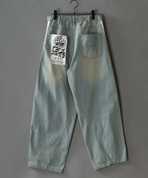 セール】Side Line Curve Silhouette Denim Pants/サイドライン