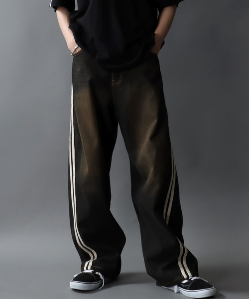 SITRY(シトリー)の「Side Line Curve Silhouette Denim Pants/サイドライン カーブデニムパンツ ワイドデニムパンツ(デニムパンツ・メンズ・サックスブルー/ブラック/ブルー・M/L)」の15枚目の写真