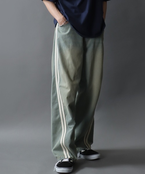 セール】Side Line Curve Silhouette Denim Pants/サイドライン