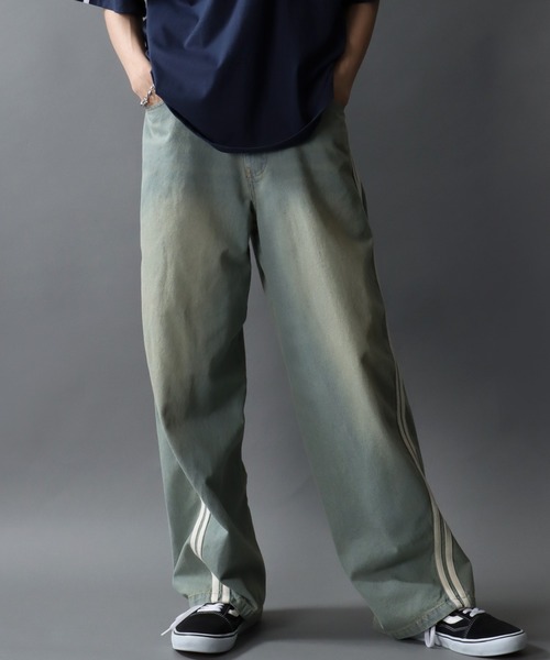 SITRY(シトリー)の「Side Line Curve Silhouette Denim Pants/サイドライン カーブデニムパンツ ワイドデニムパンツ(デニムパンツ・メンズ・サックスブルー/ブラック/ブルー・M/L)」の21枚目の写真