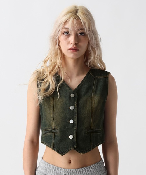 FOREVER 21（フォーエバー トゥエンティーワン）の「【2025SS】デニムコンパクトジレ（ベスト・レディース・ブルー系その他4・FREE）」の2枚目の写真