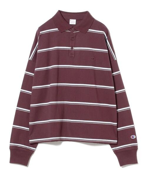 Champion(チャンピオン)の「【別注】Champion / ボーダー ポロシャツ(ポロシャツ・レディース・ライトイエロー/バーガンディー・MEDIUM)」の8枚目の写真