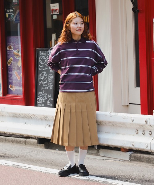 Champion(チャンピオン)の「【別注】Champion / ボーダー ポロシャツ(ポロシャツ・レディース・ライトイエロー/バーガンディー・MEDIUM)」の4枚目の写真