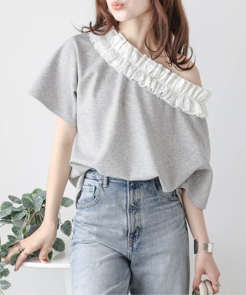 セール】フリルオフショルダープルオーバー（Tシャツ/カットソー