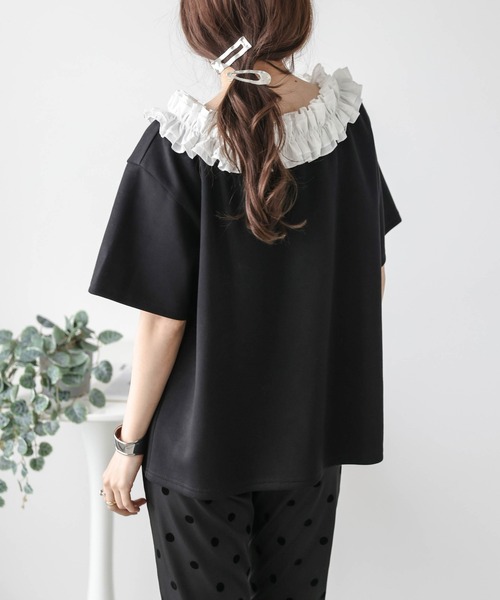 AMELY(エミリー)の「フリルオフショルダープルオーバー(Tシャツ/カットソー・レディース・グレー/ブラック/ホワイト・フリー)」の19枚目の写真