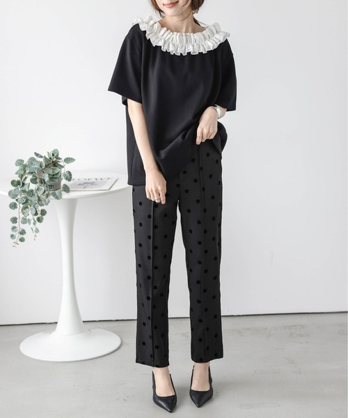 AMELY(エミリー)の「フリルオフショルダープルオーバー(Tシャツ/カットソー・レディース・グレー/ブラック/ホワイト・フリー)」の18枚目の写真
