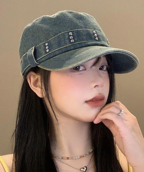Ressaca（レサーカ）の「スタッズ付きデニムワークキャップ（キャップ・レディース・ブルー/ブラック・FREE）」の2枚目の写真
