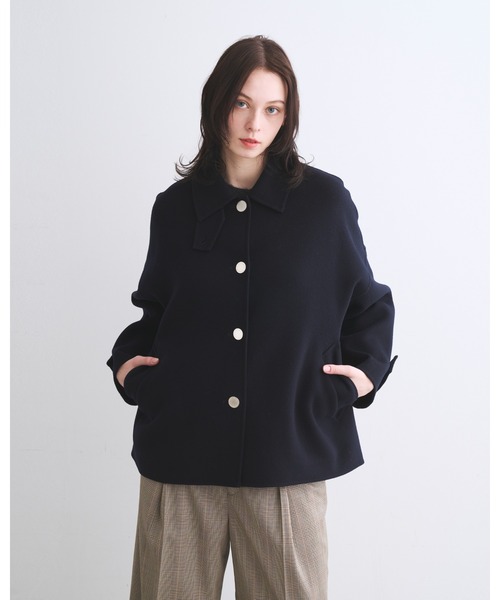 Traditional Weatherwear（トラディショナルウェザーウェア）の「MALTON SHORT B/T RV（ステンカラーコート・レディース・ネイビー/ライトグレー/アイボリー・32/30）」の2枚目の写真