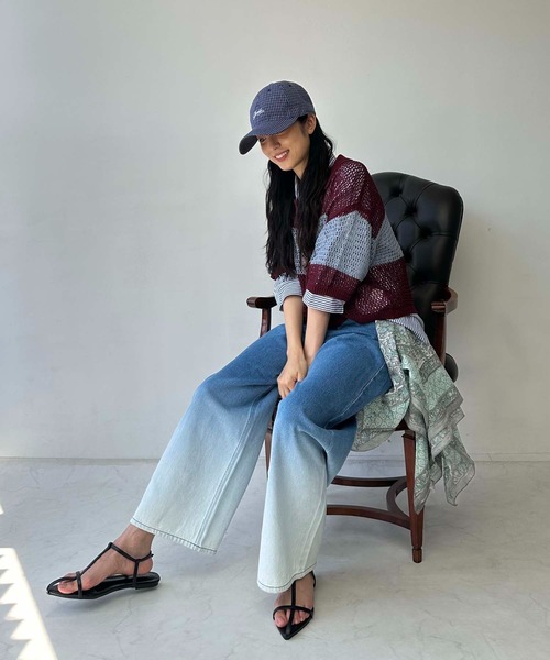 AS KNOW AS plus（アズノゥアズプラス）の「●アソートデザイン ワイドカーブデニムパンツ（オーバーダイ・ビジュー・グラデーション）（デニムパンツ・レディース・グレー系/サックスブルー系/ブラック系/ブルー系/ブラック系1/カモフラージュ・FREE）」の11枚目の写真