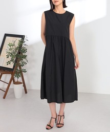 はっ水 ウエストギャザーワンピース