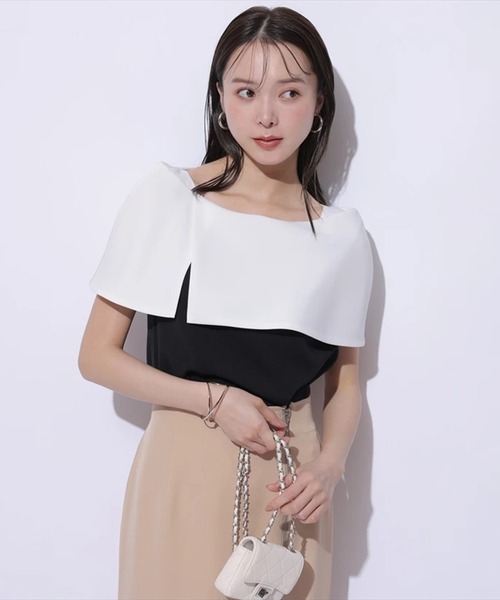 Mystrada(マイストラーダ)の「スリットケープブラウス(シャツ/ブラウス・レディース・ホワイト/ブラック/レッド系その他3/ブラック系その他・38/36)」の4枚目の写真