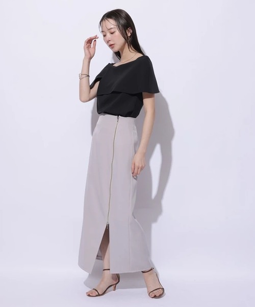 Mystrada(マイストラーダ)の「スリットケープブラウス(シャツ/ブラウス・レディース・ホワイト/ブラック/レッド系その他3/ブラック系その他・38/36)」の9枚目の写真