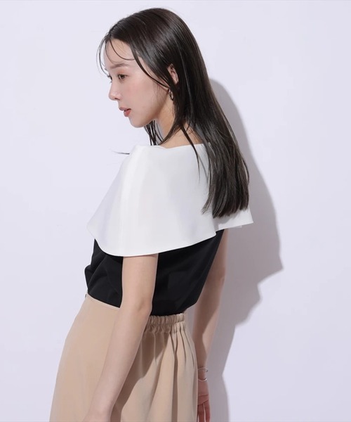 Mystrada(マイストラーダ)の「スリットケープブラウス(シャツ/ブラウス・レディース・ホワイト/ブラック/レッド系その他3/ブラック系その他・38/36)」の14枚目の写真