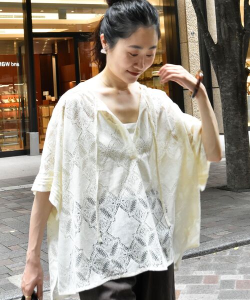 le.coeur blanc（ルクールブラン）の「パッチワーク風レーススキッパーブラウス（シャツ/ブラウス・レディース・オフホワイト/ブラック・38）」の12枚目の写真