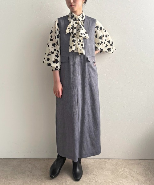 LHELBIE（レルビエ）の「Iラインジャンスカ（ジャンパースカート・レディース・テラコッタ/ネイビー/ブラック・M）」の6枚目の写真